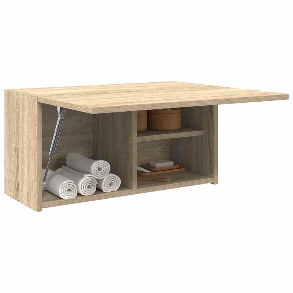Tomostar Armoire Murale de Salle de Bain, Meuble Haut Salle de Bain Armoire de Toilette Suspendu chêne Sonoma 60x25x30 cm Bois ingénierie