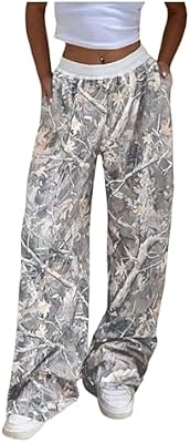 SOLY HUX Women's Camo Pants Elastic Waist Baggy Wide Leg Y2k Sweatpants