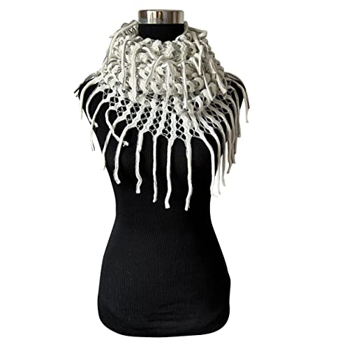 1Women's Winter Warm Fashion Fringe Net Tassel Neck Cozy Knit Cable Infinity Loop Cowl Scarf2