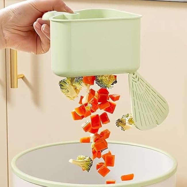 Suction Cup Sink Corner Rack, Press Automatic Dumping Sink Strainer Basket, Space-Saving Kitchen and Bathroom Organizer for Kitchen Bathroom Dishware (Yellow + Green,2Pcs)