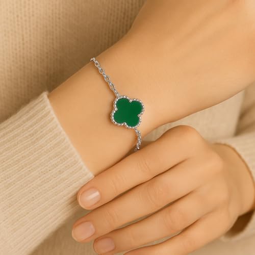 Image of Lucky Charm Clover Bracelet for Women | 925 Sterling Silver with 18K Gold Plating | Adjustable & Anti-Tarnish | Stylish Designer-Inspired Jewelry