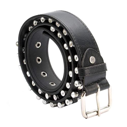 Men's Punk Style Bullet Belt Versatile Waistband in Black Adjustable Fashion Belt for Casual Formal Wear Unique Design for Jeans and Trousers
