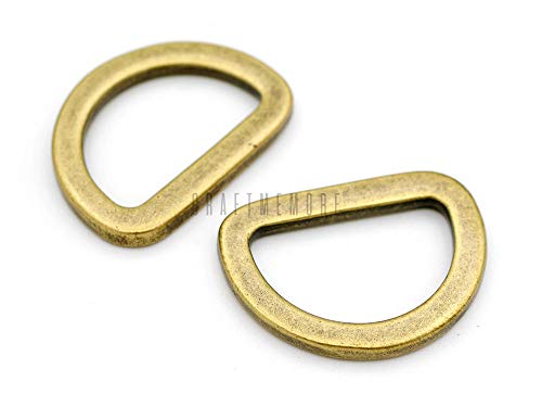 Craftmemore D Rings Purse Loop Flat Metal 5/8, 3/4, 1 Inch D-Ring Heavy Duty Findings For Bag Belt Strap Webbing Craft 10 Pack Ptdf (1 Inch, Antique Brass) #TOP1