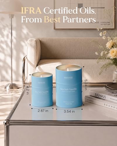 Image of M&SENSE Sea Salt Vanilla Scented Candles Large Beach Candle, Natural Soy Summer Candles 21.2oz 120 Hour Slow Burning,Aromatherapy Candle for Stress Relief Meditation Relaxing