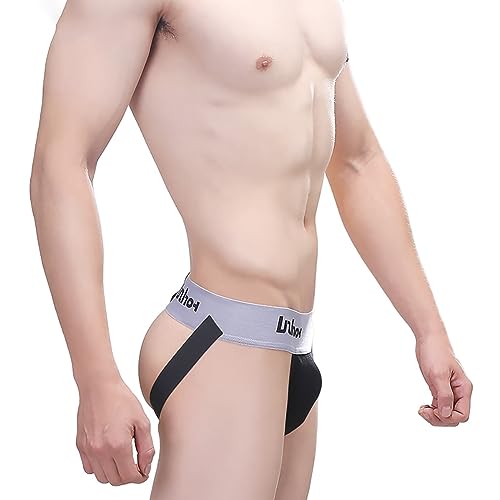 Men's Jockstrap T-back Sexy Briefs T-back Strap Bikini G-string Breathable Cotton High-Cut Brief Sports Underwear3