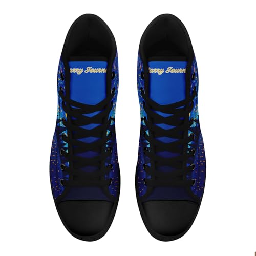 Women's High Top Sneakers Lace Up Canvas Shoes Casual Walking Tennis Shoes Starry Night Flat Trainer4