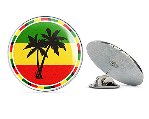 Jamaica Rasta Palm Tree Round Metal 0.75