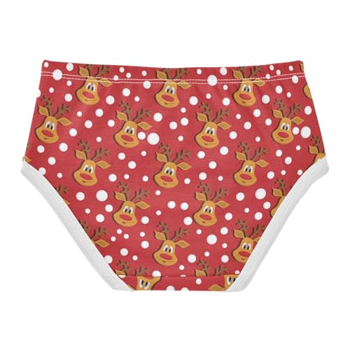 Little Girls' Soft Cotton Underwear Kids Breathable Comfort Christmas Reindeer Red Panties Briefs Toddler2