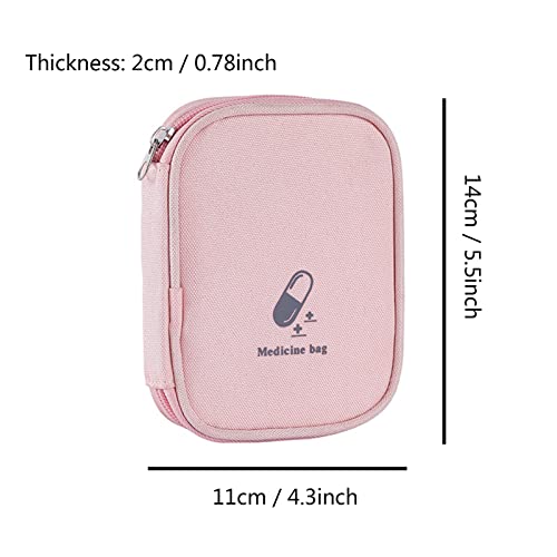 Image of Small First Aid Bag Empty, Portable Travel Pill Bag Double Zipper First Aid Pouch with Handle for Family Outdoors Hiking Camping Car Office Workplace (Pink)