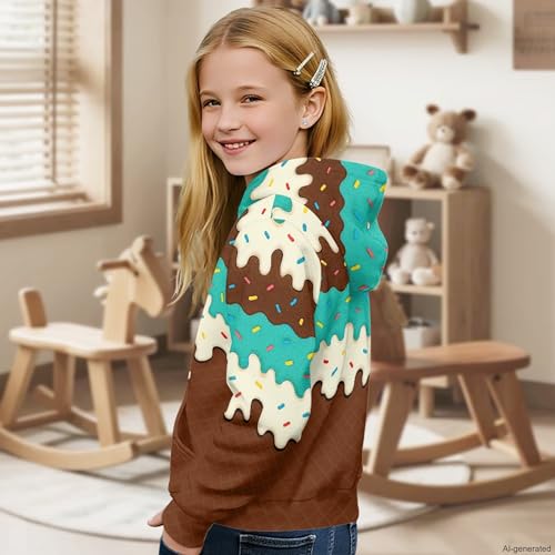 Image of Coloranimal Unisex Girls and Boys Long Sleeve Hoodies Hoody Athletic Pullover Sweatshirts Tops Age 6-16year
