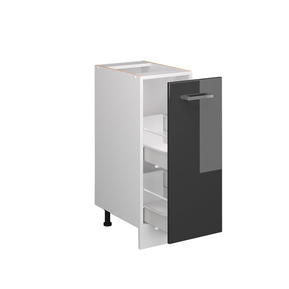 Vicco Armadio cucina dispensa alto R-Line, Antracite lucido, 30 cm senza piano di lavoro, per la libera combinazione all'interno di sistemi cucina modulari