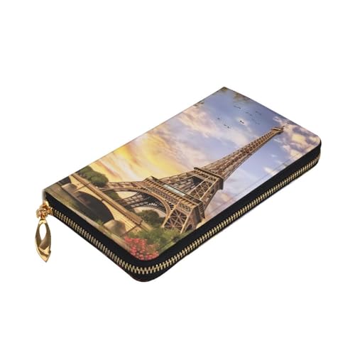 Eiffel Tower Paris Wallet for Men Women Long Purse Leather Clutch Large Business Handbag Travel Phone Holder Credit Card Holder Money Case with Zipper Leather Wallets Gift3