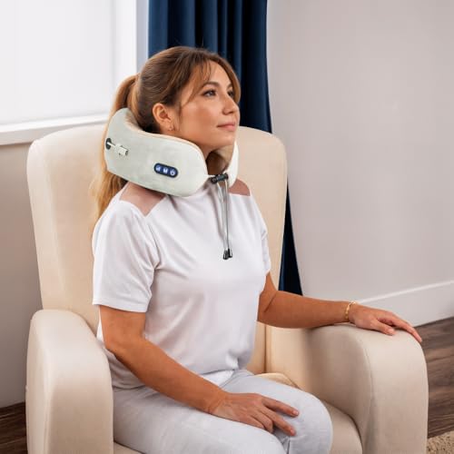 GLOBAL RELAX® | TENZO MINI Cuscino massaggiatore cervicale | 6 modalità di massaggio | Ergonomico | Portatile I Autonomo | Rilassa I Allevia l'indolenzimento muscolare