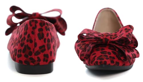 Image of SAILING LU Womens Bowknot Ballet Flats Pointy Toe Suede