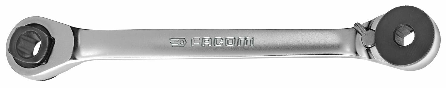 FACOM - Clé à Cliquet Porte-Embout 1/4" / 5/16" - 65.PE - Convient pour Fixations Aéronautiques - Maintien de l'Embout par Clip - Angle de Reprise 5° - Tête Inclinée 15° et Moletée - Chrome Satiné