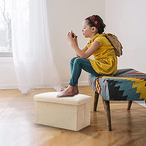 Inoutdoorkit Small Fsl01 Foldable Leather Storage Ottoman Bench Footrest Stool, Coffee Table Cube For Home, Office, Garden, Traveling, 16"X10"X10" Folding Organizer Seat Prefect For Kids (White) #TOP4