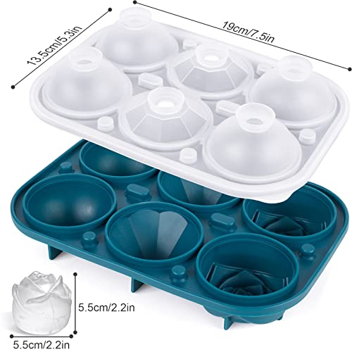 Ice Cube Tray, Mikiwon 2.2 Inch Silicone Large Ice Ball Maker,Ice Rose Maker,Ice Diamond Maker With Covers,Large Ice Cube Molds For Whiskey, Cocktails And Homemade, Keep Drinks Chilled,Bpa Free #TOP1