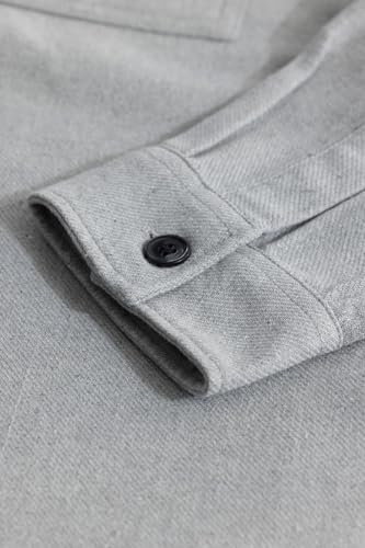 Image of SNITCH Light Grey Solid Cotton Shacket Shirt