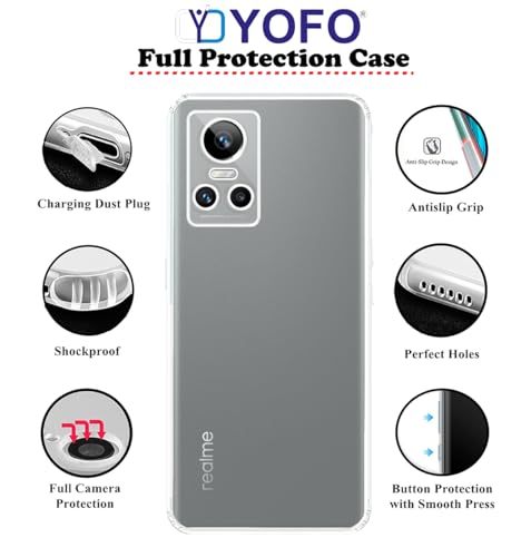 Image of YOFO Silicon Back Cover Case for Realme GT Neo 3 (5G) (Transparent) Camera Protection with Dust Plug