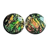 Dark Fire Opal Resin Stud Earrings - 10mm - Hypoallergenic Titanium Posts