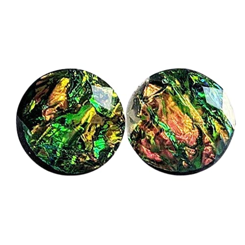 Dark Fire Opal Resin Stud Earrings - 10mm - Hypoallergenic Titanium Posts
