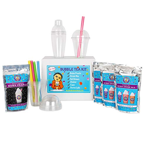 JUMBO Boba Bubble Tea Kit Makes 30+ Drinks DIY by Buddha Bubbles Boba MILK TEA, MOCHA & SPICED CHAI TEA