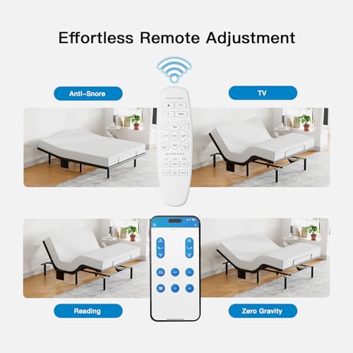 Image of Pipishell Split King Adjustable Bed Frame with Massage, Electric Bed Base with App-Controlled, Head & Foot Incline, 4 USB Ports, LED Under-Bed Lighting, 4 Leg Height Options