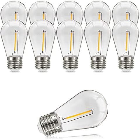 Suncan S14 E27 Edison LED Light Bulb, Vintage Filament Filament Bulb, Clear Plastic, Warm White , 360° Beam Angle, Not Dimmable, Pack of 10 Cover