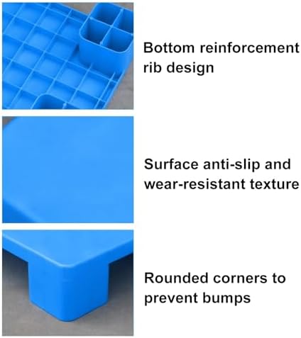 Durable Waterproof Plastic Pallets & Dunnage Rack, Lightweight Wear-Resistant Storage Pad for Cargo, Oil Drums, Supermarkets & Warehouses - Blue 60x60cm/24x24in