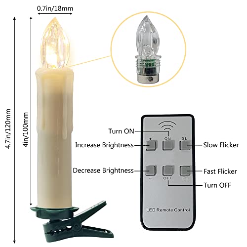 Image of Flameless LED Taper Candles with Clips, 4 inch Battery Operated Window Candles with Remote Timer Mini LED Chandelier Candlesticks for Home Decor Wedding Church Party & Tree Lighting,6 Pack,Beige