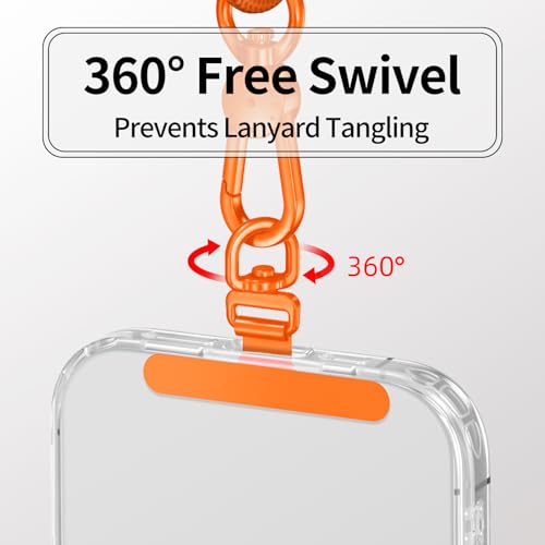 Image of saxsion Phone Tether Tab & Lanyard Tab, 360 Swivel Clip - Ultra Thin Stainless Steel Universal Patch for All Phone Cases