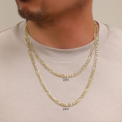 Nuragold 10k Real Yellow Gold Figaro Link 5.5mm Chain Necklace (16"-30") Italian Jewelry for Men & Women2