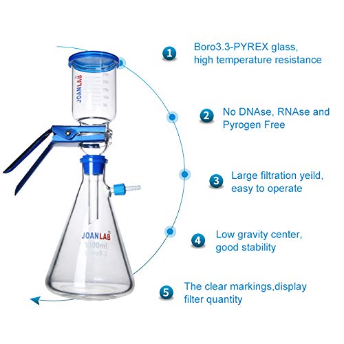 JOANLAB Appareil de distillation sous vide en verre de laboratoire avec fiole de 1000 ml