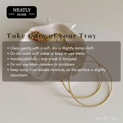 Image of Aesthetic Handmade Small Shell Trinket Tray Handmade | Jewelry Organizer | Vanity Tray for Women | Minimalist Home Decor, Candle Holder & Multipurpose - (10 x 10 cm)