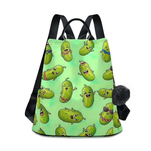 Sac à dos concombre dessin animé doté d'une fermeture antivol et rangement multi-poches