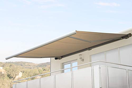 Mendler Elektrische Kassettenmarkise HWC-H27, Markise Vollkassette 6x3m - Polyester Creme, Rahmen weiß