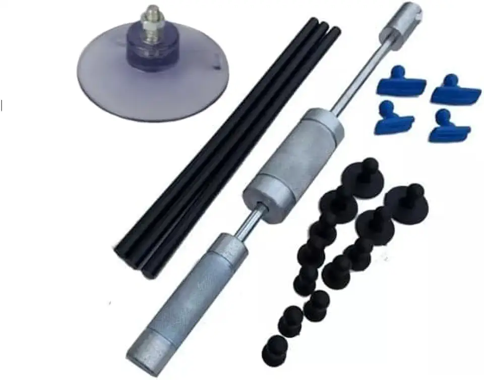 Repuxadeira Pesada Martelinho de Ouro + Ventosas de Parafuso + Ventosas de Sucção para Funilaria Automotiva, Ferramenta Profissional para Reparo de Amassados sem Danificar a Pintura Original