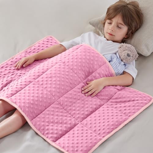 anfie Weighted Blanket Kids(20"x30" 2lbs) Weighted Blanket Cooling Blanket for Sleeping,Throw Size Breathable Blanket with Premium Glass Bead(Pink)