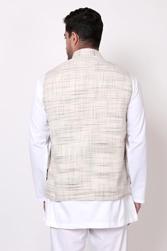 Image of FEBRi Men's Cotton Handloom Fabric Nehru Jacket | Casual Waistcoat for Men