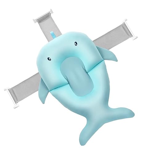Almohadilla de baño para bebé con diseño de ballena, antideslizante, asiento de bañera infantil, tapete de apoyo de baño suave flotante, asiento de