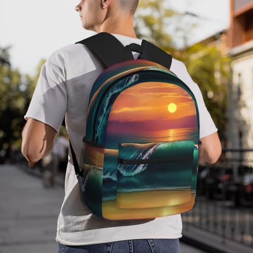 Sac à dos classique de voyage imprimé coucher de soleil imperméable décontracté - 7