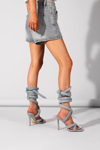 LingxiaUne Lace Up Heels Strappy Heels With Sexy Open Toe Square Stiletto Heel Sandals Fashionable Elegant4