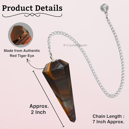Image of Red Tiger Eye Pendulum Dowsing Tool - Natural Crystal Pendulum for Spiritual Guidance - Premium Dowser Pendulum for Accurate Divination and Energy Healing - Perfect for Energy Healing and Chakra Balancing - Handcrafted with Precision and Elegance
