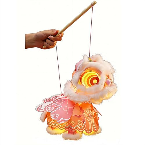 COCEQUC Chinese New Year DIY Lion Dance Lantern Kit,DIY Hand-held Hanging Lion Paper Lantern,Spring Festival Home Decoration Gift for Kids Adults