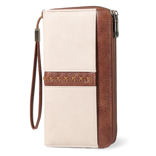 Listado de Carteras para Mujer , tabla con los diez mejores. 50 Cartera para Mujer, 24 Ranuras Gran Capacidad Cartera para Mujer de Cuero PU con Bloqueo RFID,Monedero Mujer de Gran Capacidad para la Muñeca Clip Cartera Dama para Mujer (Marrón...