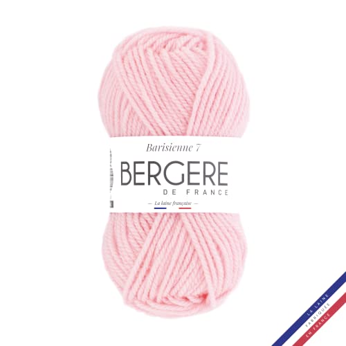 Bergère de France - BARISIENNE 7 pelote de laine à tricoter et crochet (50g) 6,5 mm - 100% Acrylique - Fabrication Française - Gros Fil Rond, très Doux - Rose (CANDY)