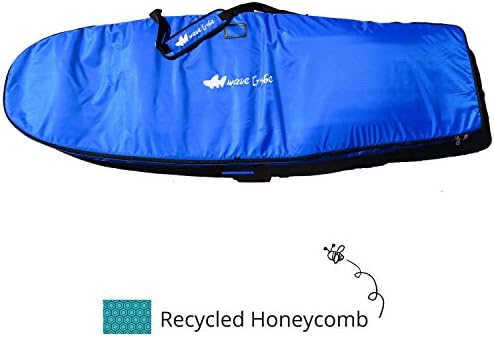 Wave Tribe Surfboard Travel Bag - The Most Padding of Any Bag, Your Board Arrive Safe. Inside Pockets & Straps. Travel in Style, Hemp & Steel Alloy Construction. (Blue, 6'2 Mini/Retro)