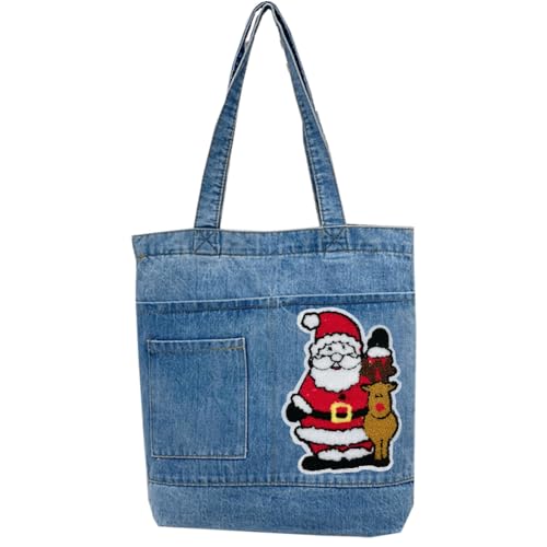 Image of Farm4Far Denim Jeans Christmas Hobo Tote Shoulder Sling Hand Bags