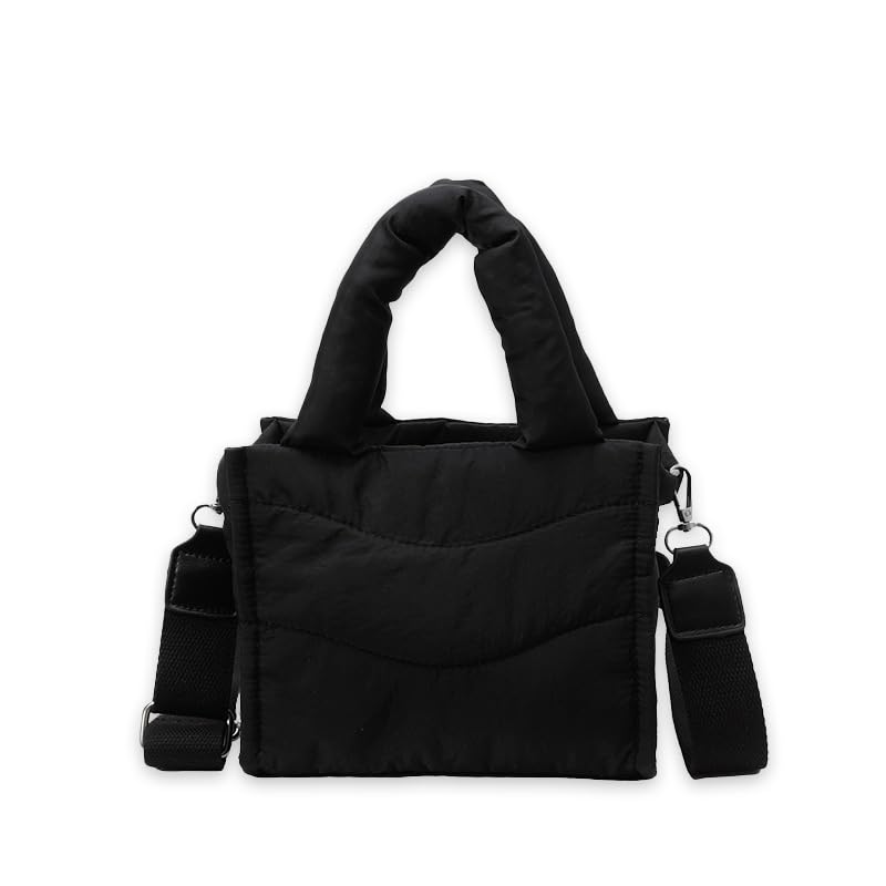 Small Puffer Tote Bag for Women,Quilted Crossbody Bag with Adjustable Strap,Puffy Purse Nylon Shoulder Handbag
