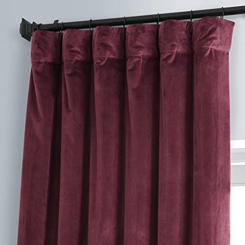 Image of HPD Half Price Drapes Signature Plush Velvet Blackout Curtains for Bedroom (1 Panel), 50W X 96L Hotel Black Out Curtains for Living Room, Thermal Insulated Blackout Curtains, Pomegranate Juice